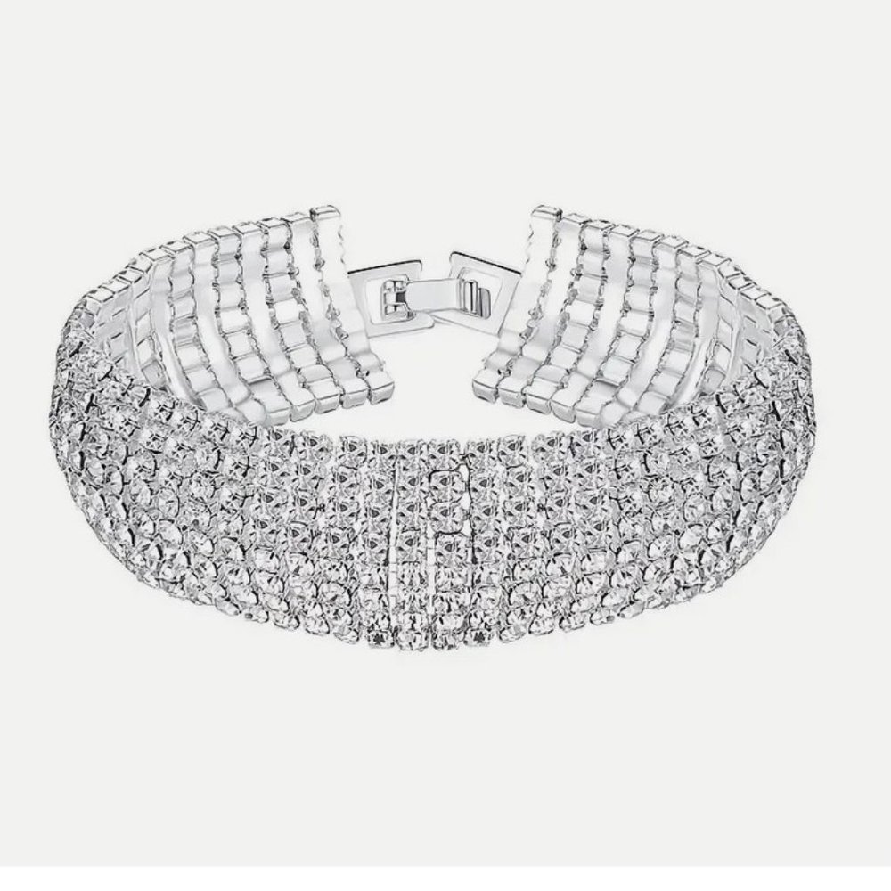 7 Row Curve Full Rhinestone Tennis Bracelet for Women - Copper Sparkling Jewelry